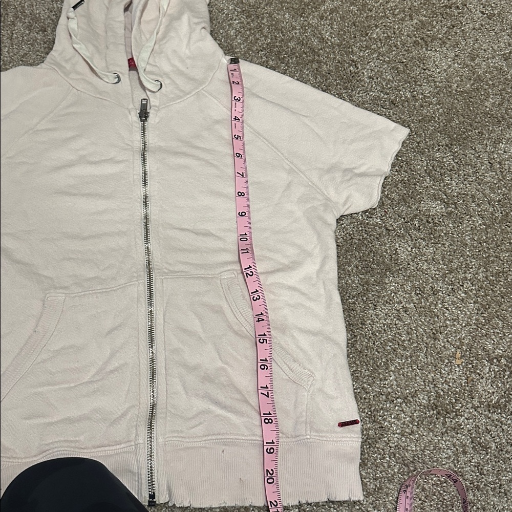 Light Pink Short Sleeve Zip Hoodie - Picture 13 of 13